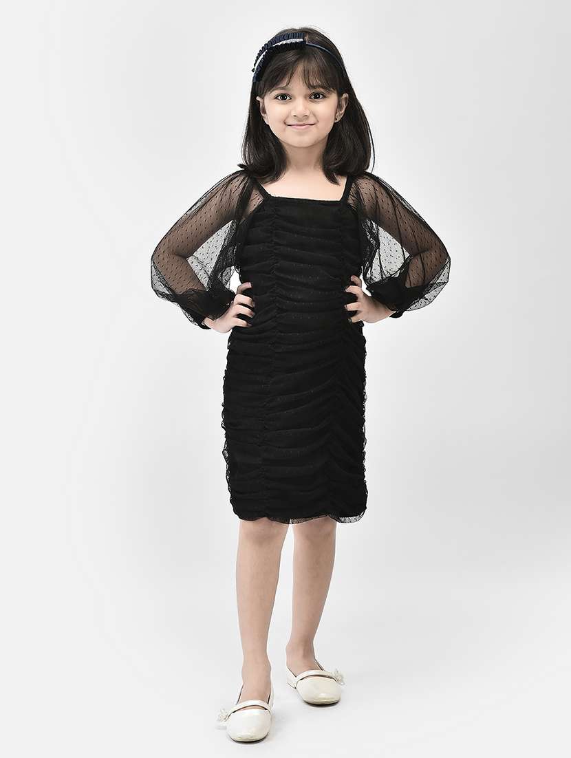 girls black net frock