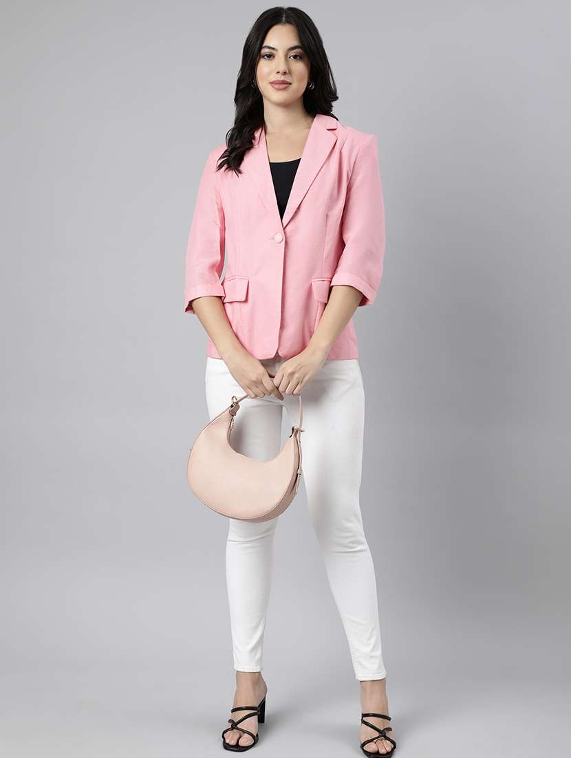 women solids lapel collar single breasted blazer - 21025196 -  Standard Image - 4