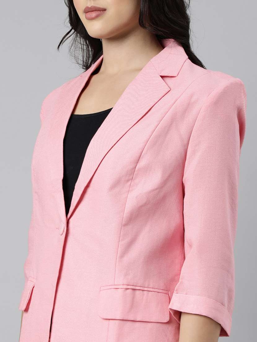 women solids lapel collar single breasted blazer - 21025196 -  Standard Image - 6