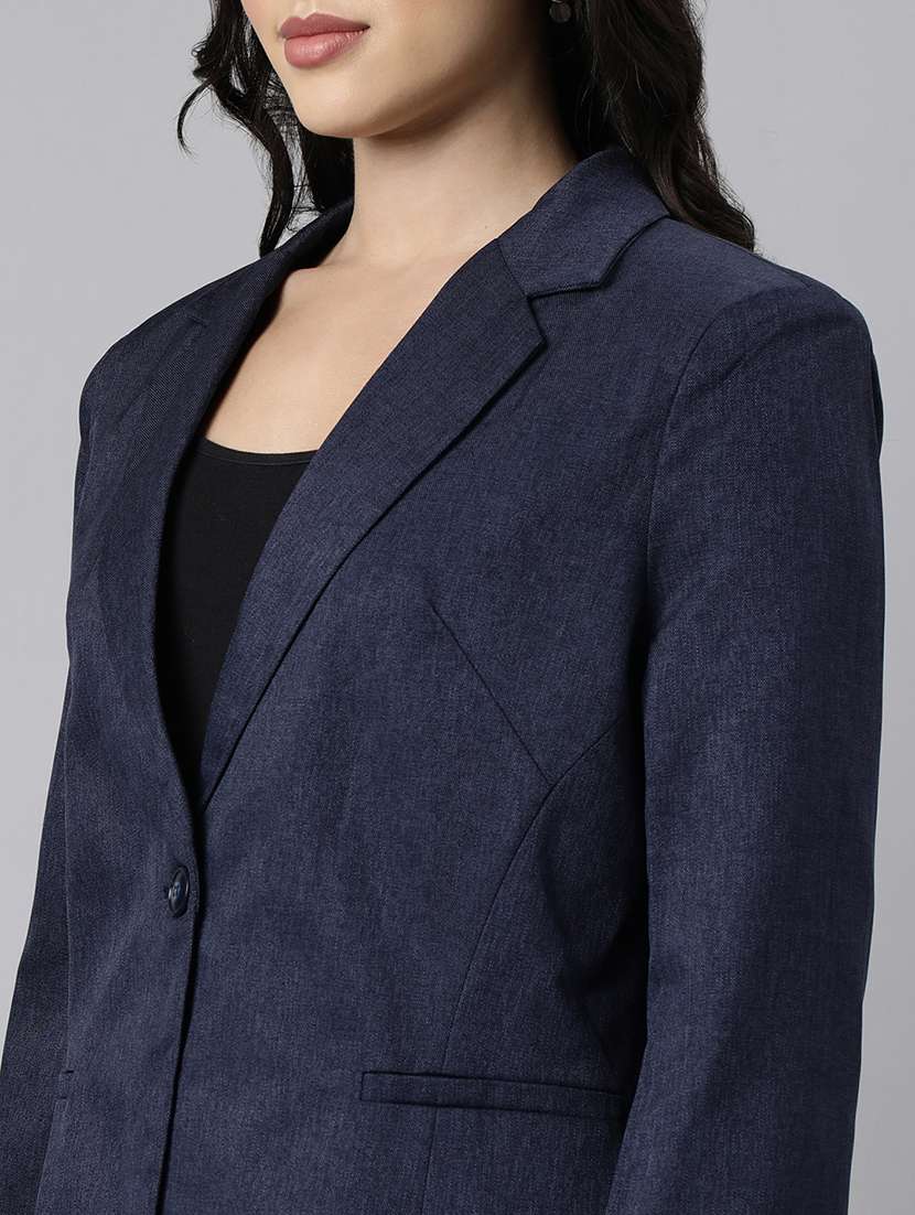 women solids lapel collar single breasted blazer - 21025197 -  Standard Image - 6