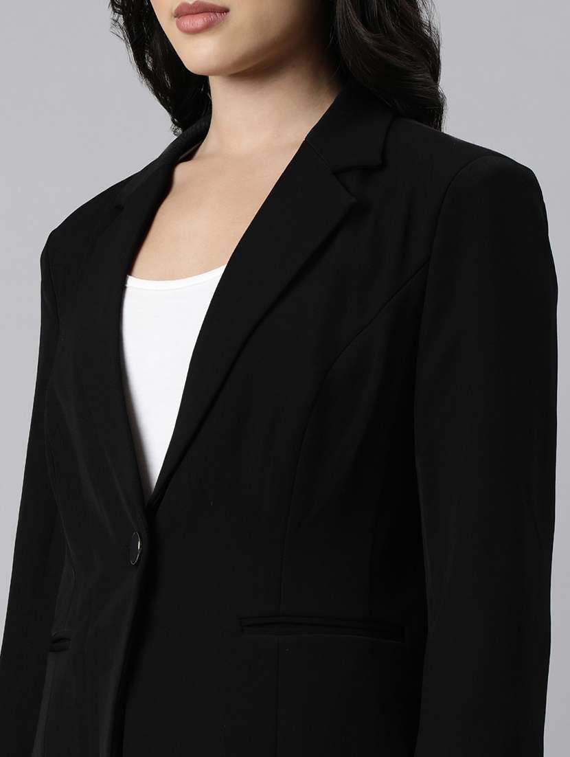 women solids lapel collar single breasted blazer - 21025234 -  Standard Image - 6