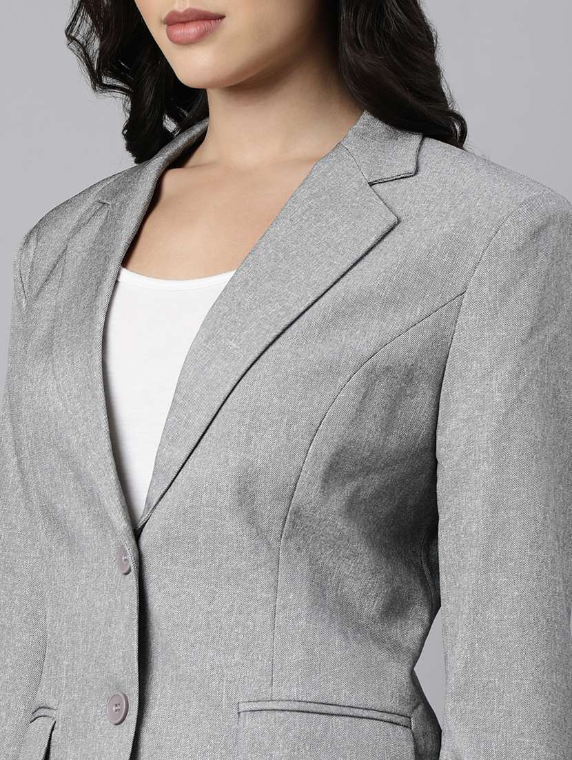 women solids lapel collar single breasted blazer - 21025241 -  Standard Image - 6