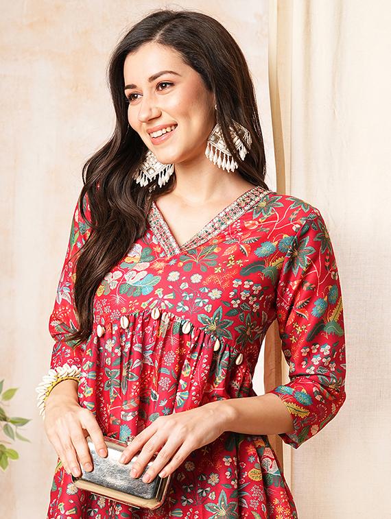 red printed co-ord set - 21025256 - Standard Image - 4