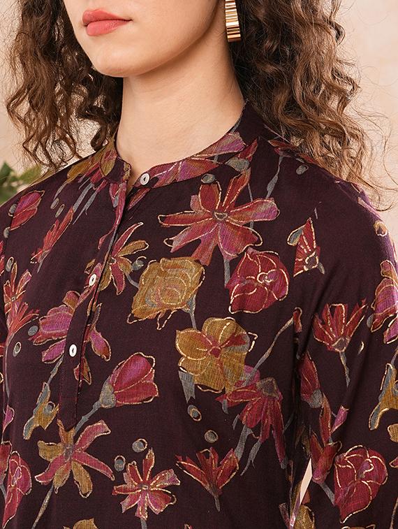 purple viscose asymmetric kurta - 21025268 - Standard Image - 4
