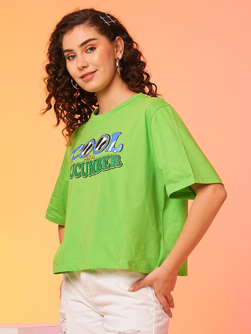 green cotton chest print t-shirt - 21025290 - Standard Image - 1