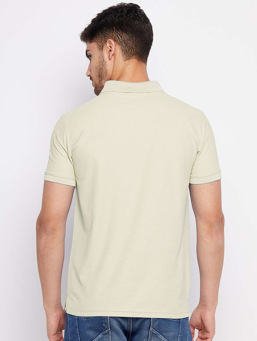 beige solid polo t-shirt - 21025336 -  Standard Image - 1