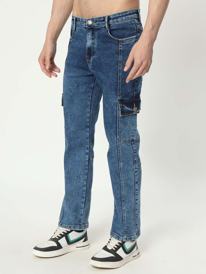 men mid rise plain denim jeans - 21025347 -  Standard Image - 1