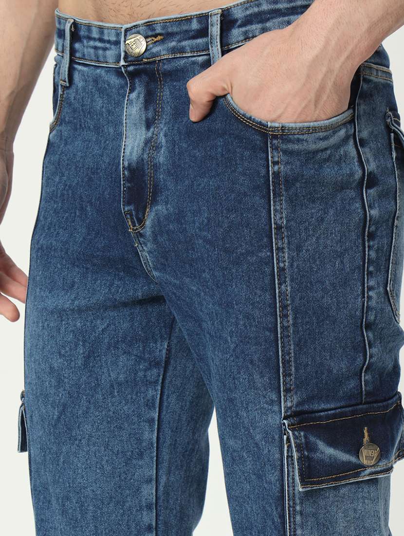 men mid rise plain denim jeans - 21025347 -  Standard Image - 4