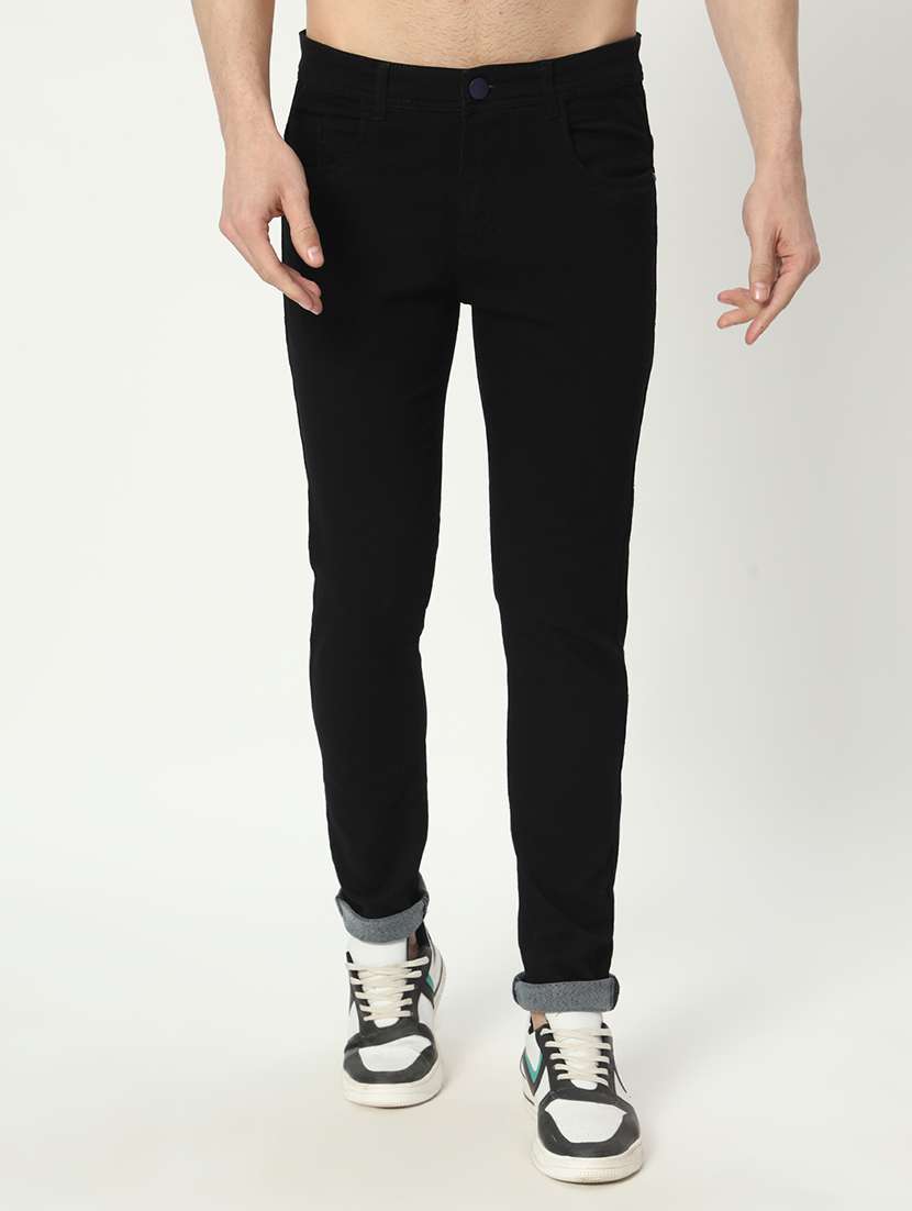 men mid rise plain denim jeans