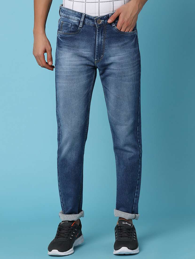 men solid mid rise slim fit jean