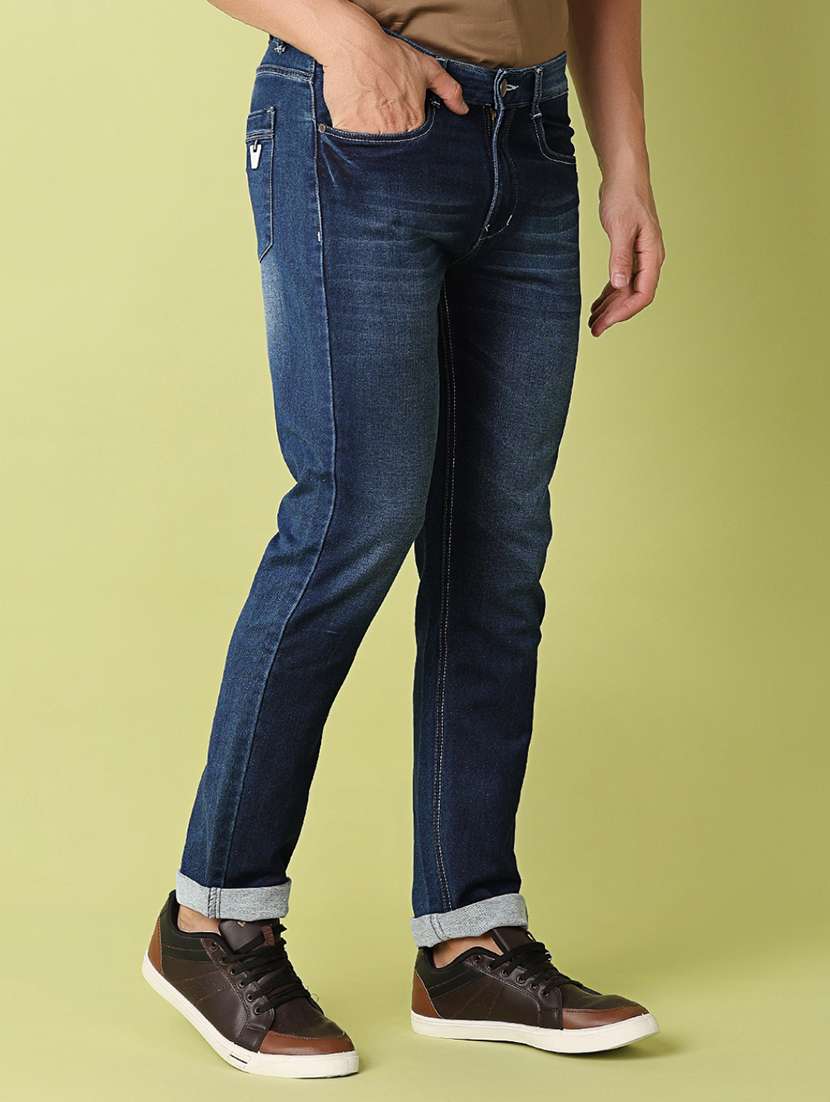 men blue plain jean - 21025477 -  Standard Image - 1