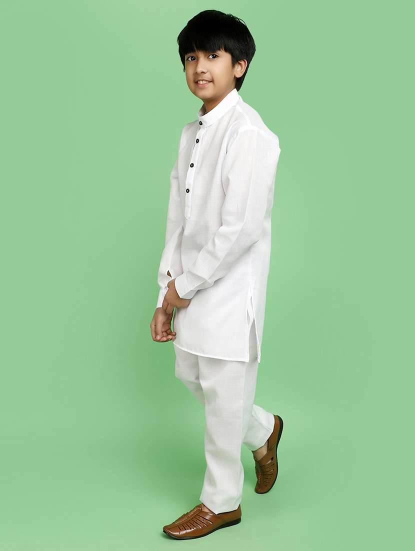 boys mandarin neck solid kurta pyjama set - 21025493 -  Standard Image - 1