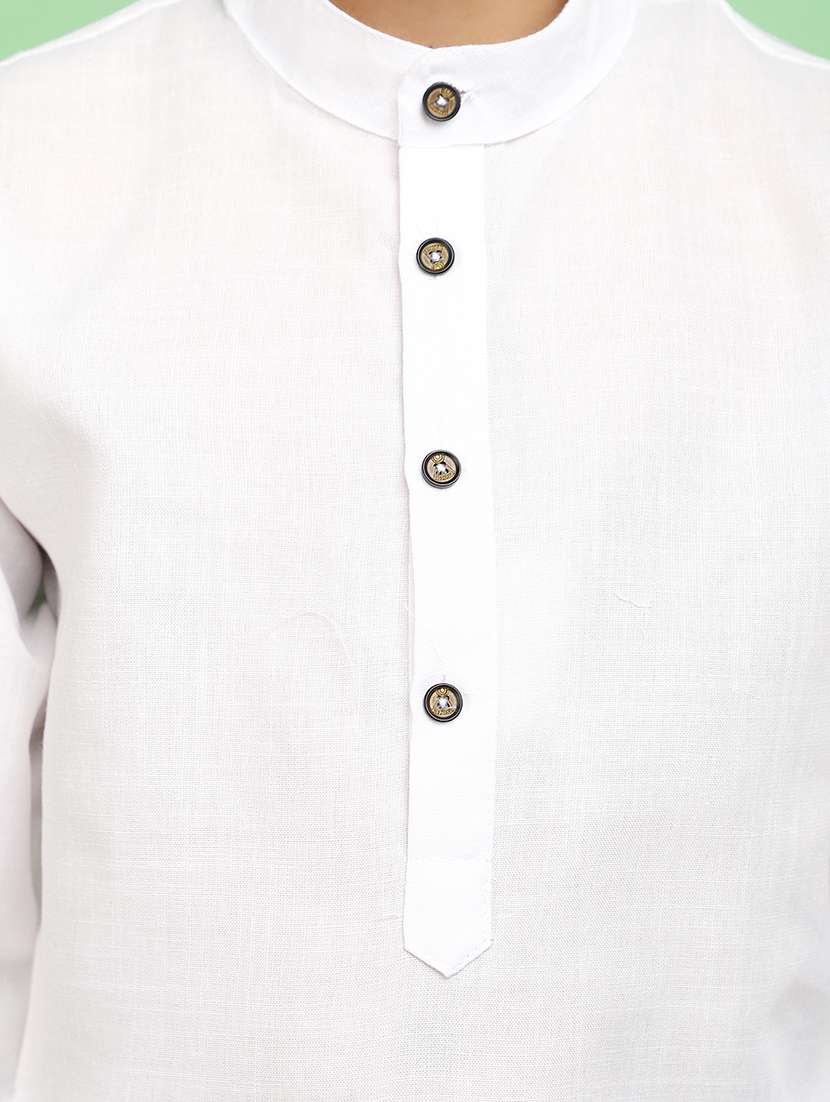 boys mandarin neck solid kurta pyjama set - 21025493 -  Standard Image - 4