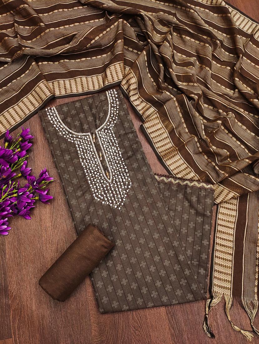 embroidered unstitched suit set - 21025736 -  Standard Image - 1
