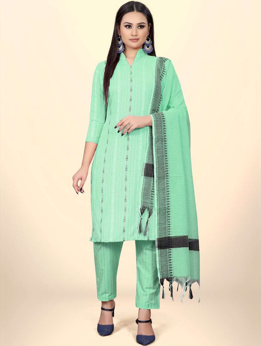 women self design semi-stitched suit set