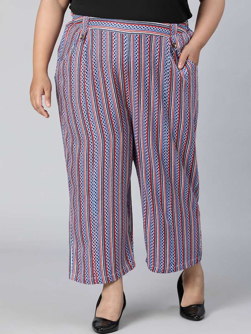 multi coloured printed plus size trouser