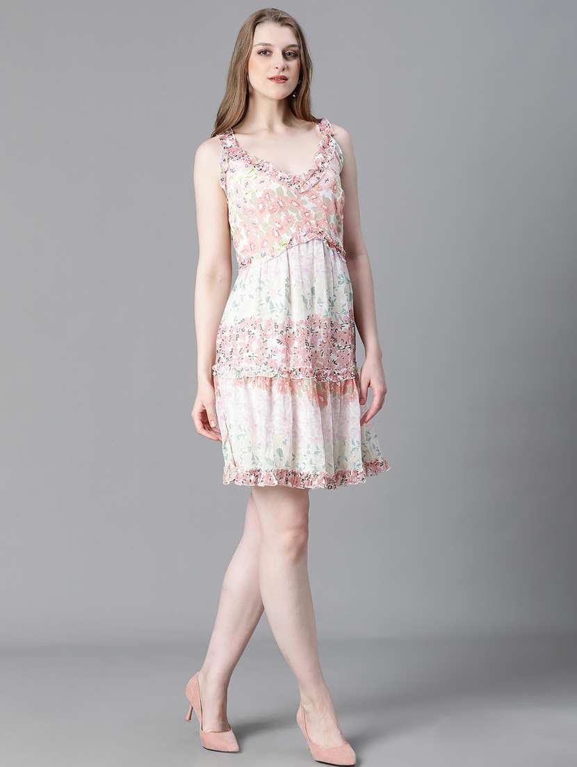 multi colored polyester aline dress - 21027002 -  Standard Image - 4