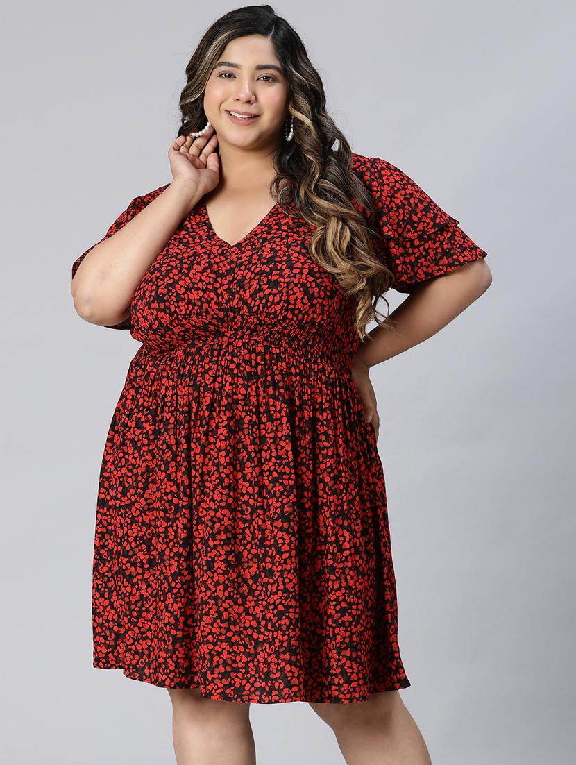 red viscose aline dress - 21027003 -  Zoom Image - 0