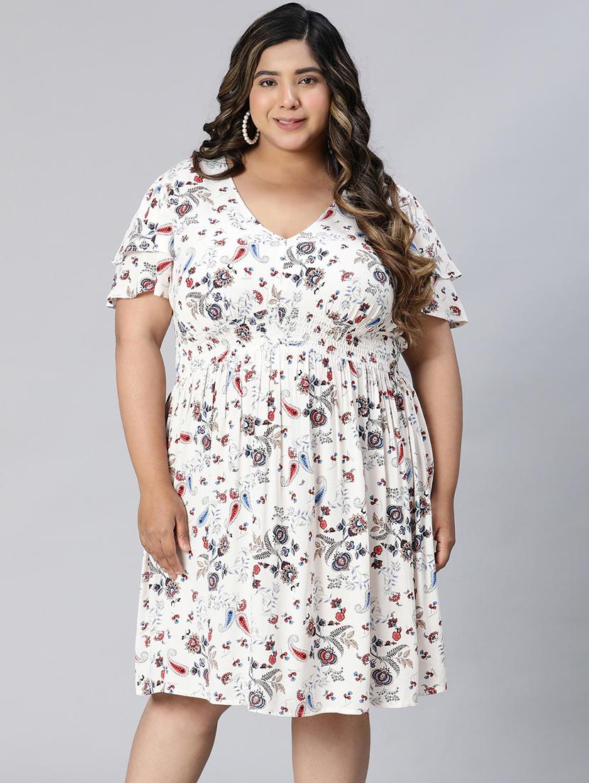 white viscose aline dress - 21027005 -  Zoom Image - 0