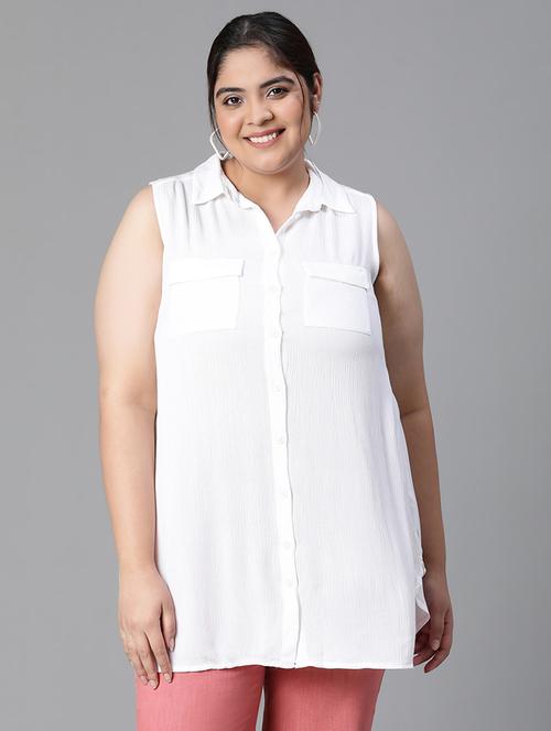 white viscose plus shirt - 21027010 - Standard Image - 0