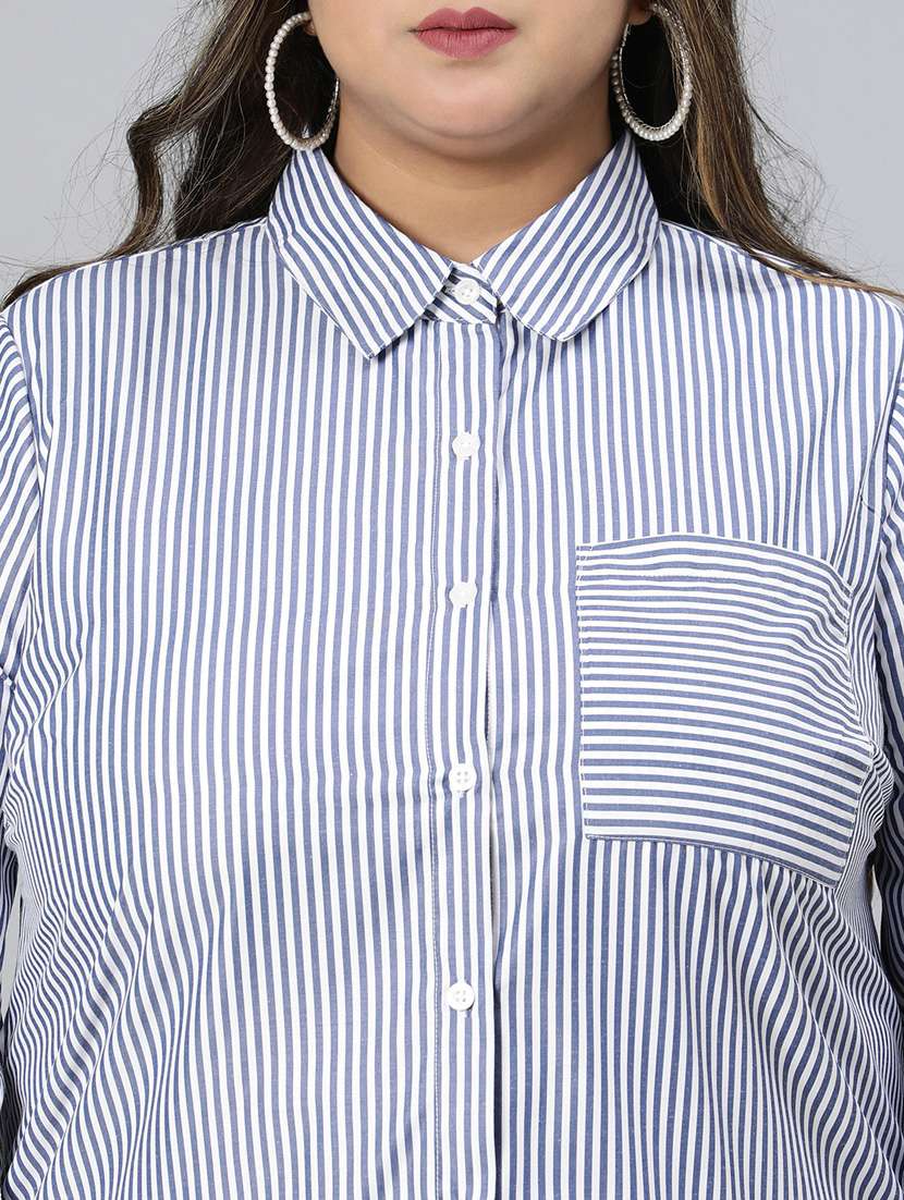 plus size striped long sleeves shirt - 21027022 -  Standard Image - 6