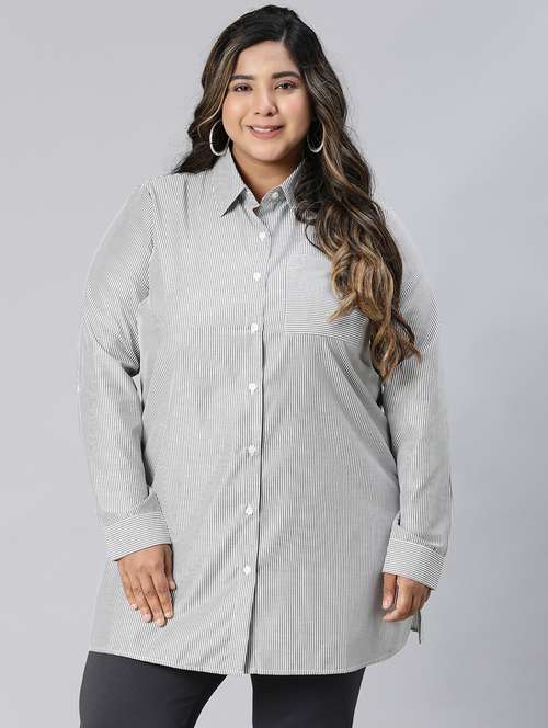 black cotton plus shirt - 21027023 -  Standard Image - 0