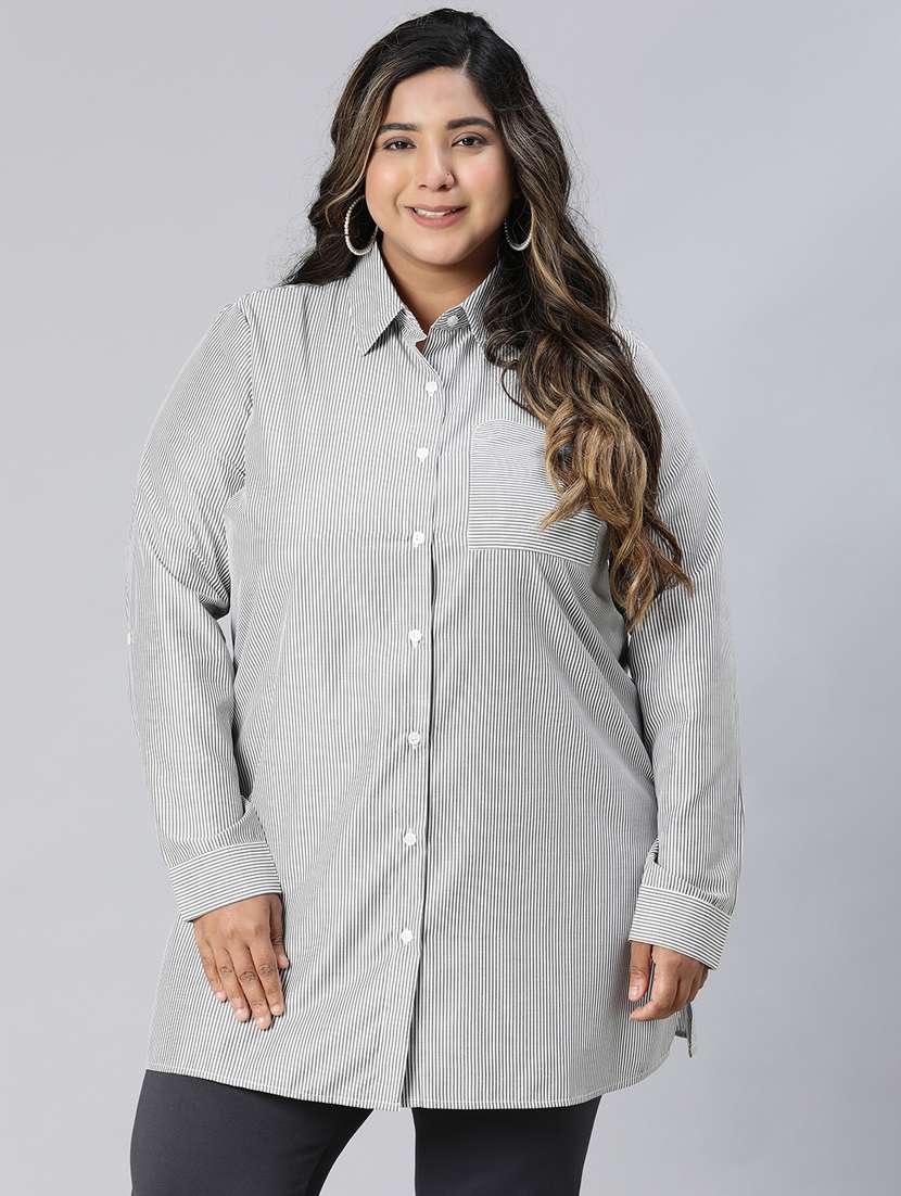 black cotton plus shirt - 21027023 -  Zoom Image - 0