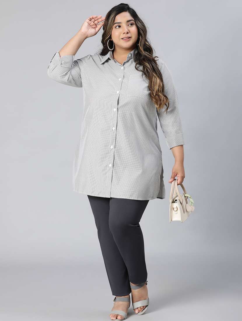 black cotton plus shirt - 21027023 - Standard Image - 4
