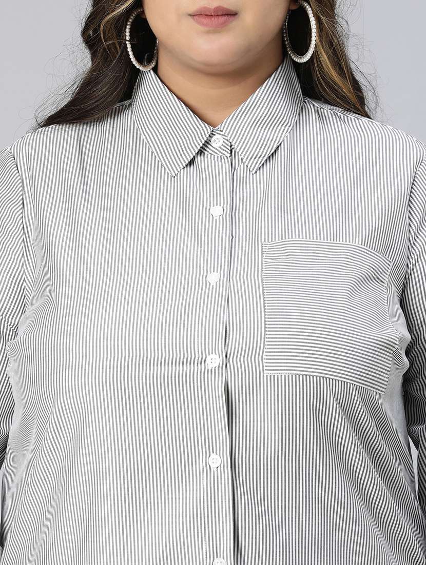 black cotton plus shirt - 21027023 - Standard Image - 6
