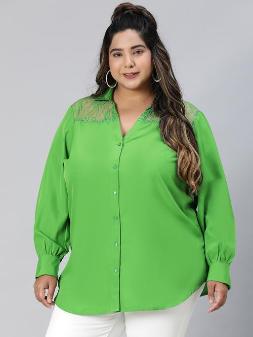 green polyester plus shirt - 21027027 - Standard Image - 0