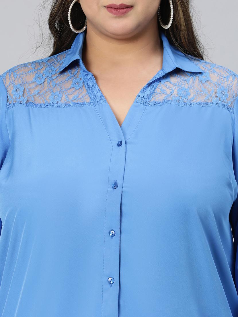 blue polyester plus shirt - 21027028 - Standard Image - 6