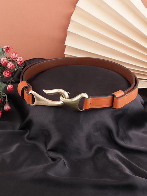 brown solid buckle belt - 21027044 - Standard Image - 0