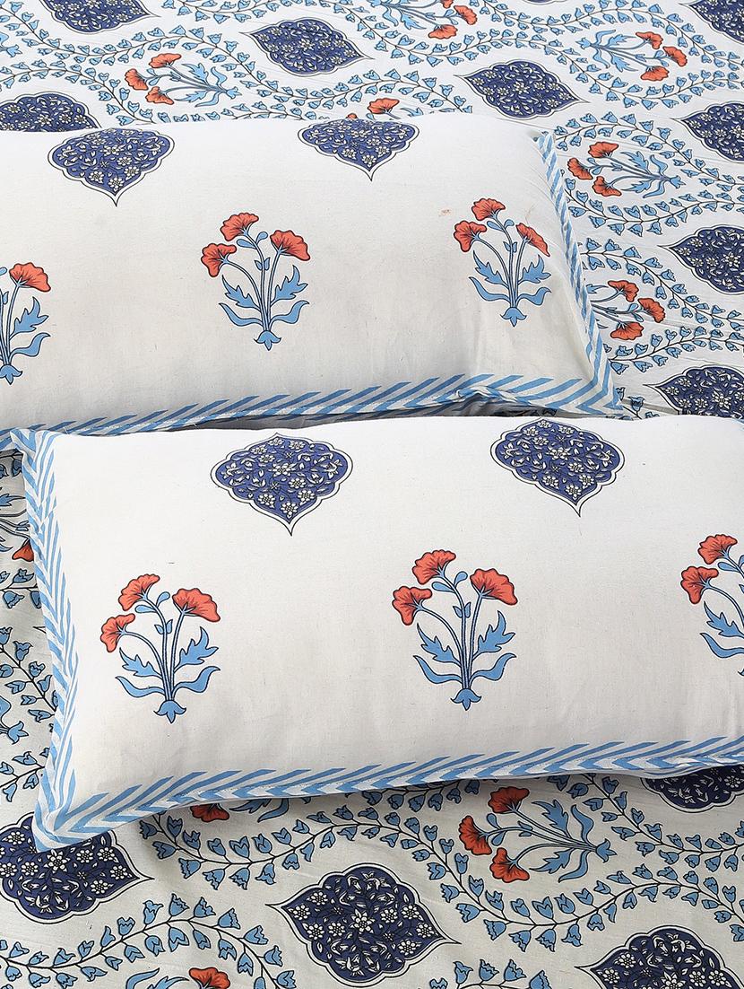 texstylers cotton floral print jaipuri 90 x 100 inches double bedsheet with 2 pillow covers - 21027142 - Standard Image - 1