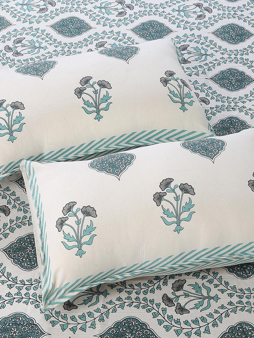 texstylers cotton floral print jaipuri 90 x 100 inches double bedsheet with 2 pillow covers - 21027144 - Standard Image - 1