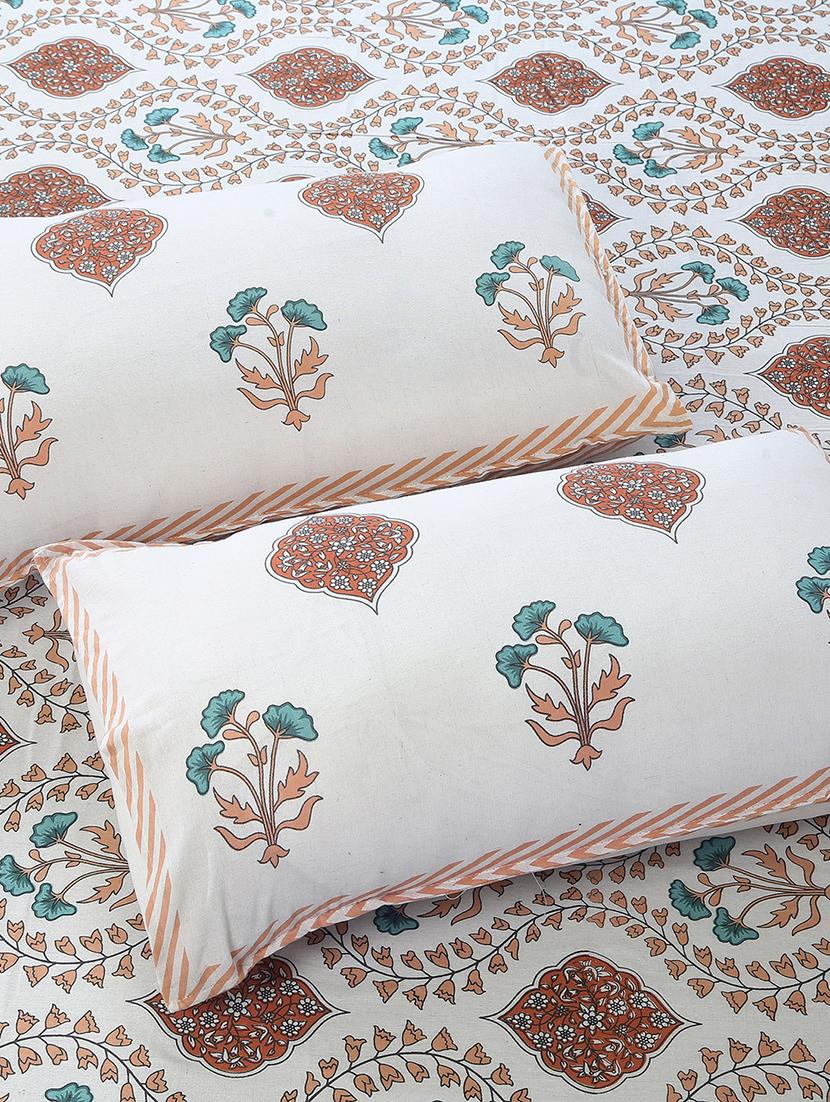 texstylers cotton floral print jaipuri 90 x 100 inches double bedsheet with 2 pillow covers - 21027145 -  Standard Image - 1