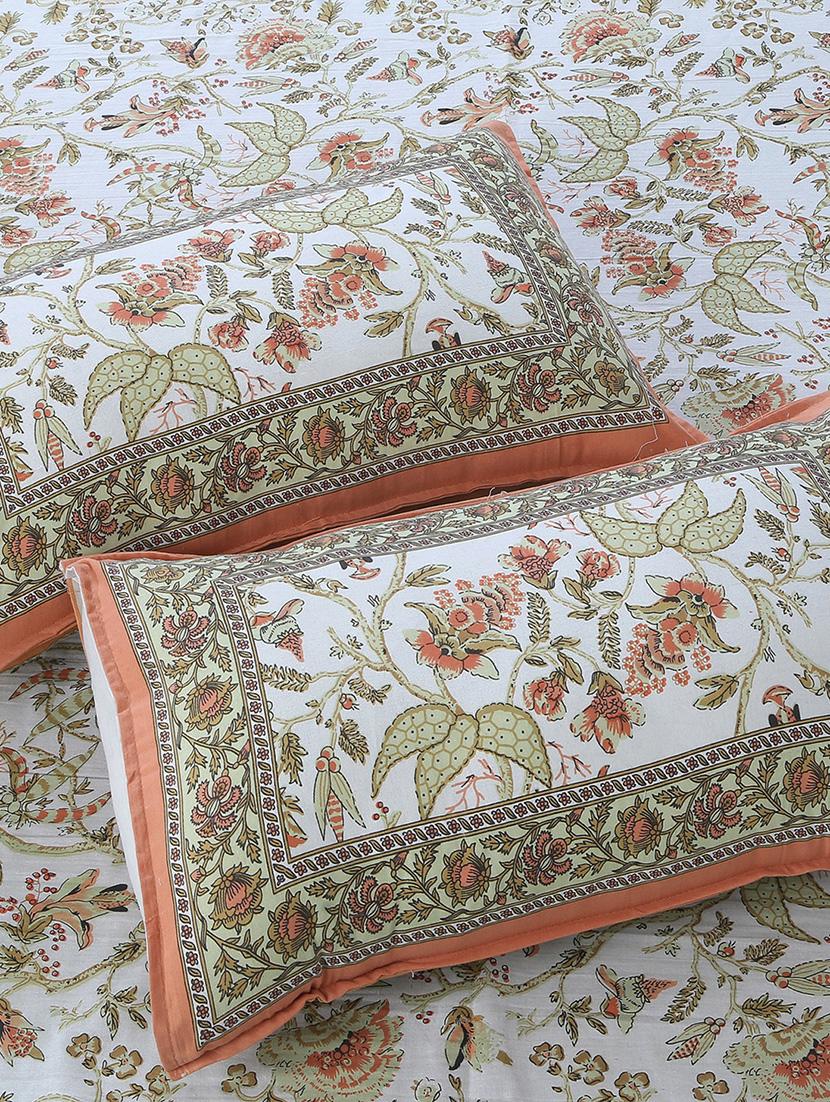 texstylers cotton floral print jaipuri 90 by 100 inches queen size bedsheet with 2 pillow covers - 21027146 - Standard Image - 1