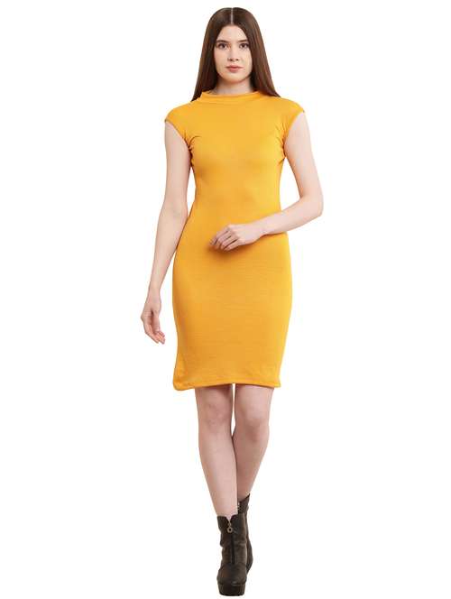 women round neck solid bodycon dress - 21027323 -  Standard Image - 0