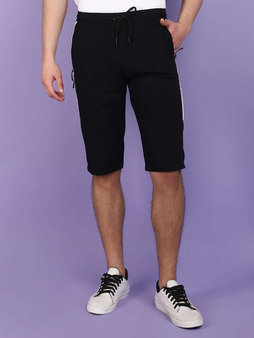 men side taped mid rise shorts