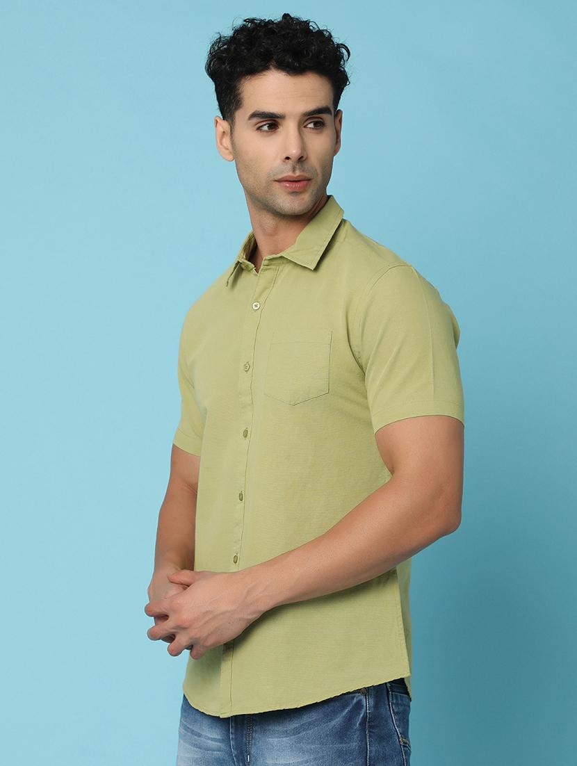 green cotton casual shirt - 21028910 - Standard Image - 1