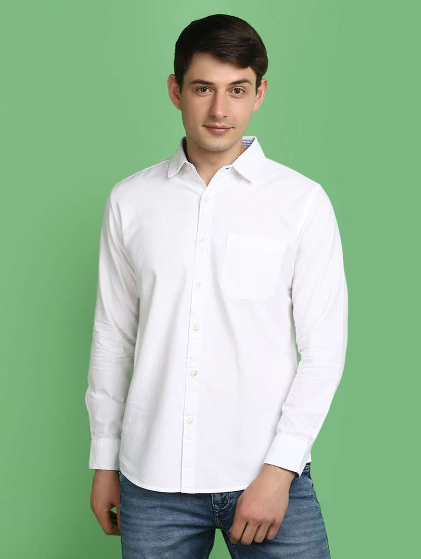 men white regular fit solid casual shirt