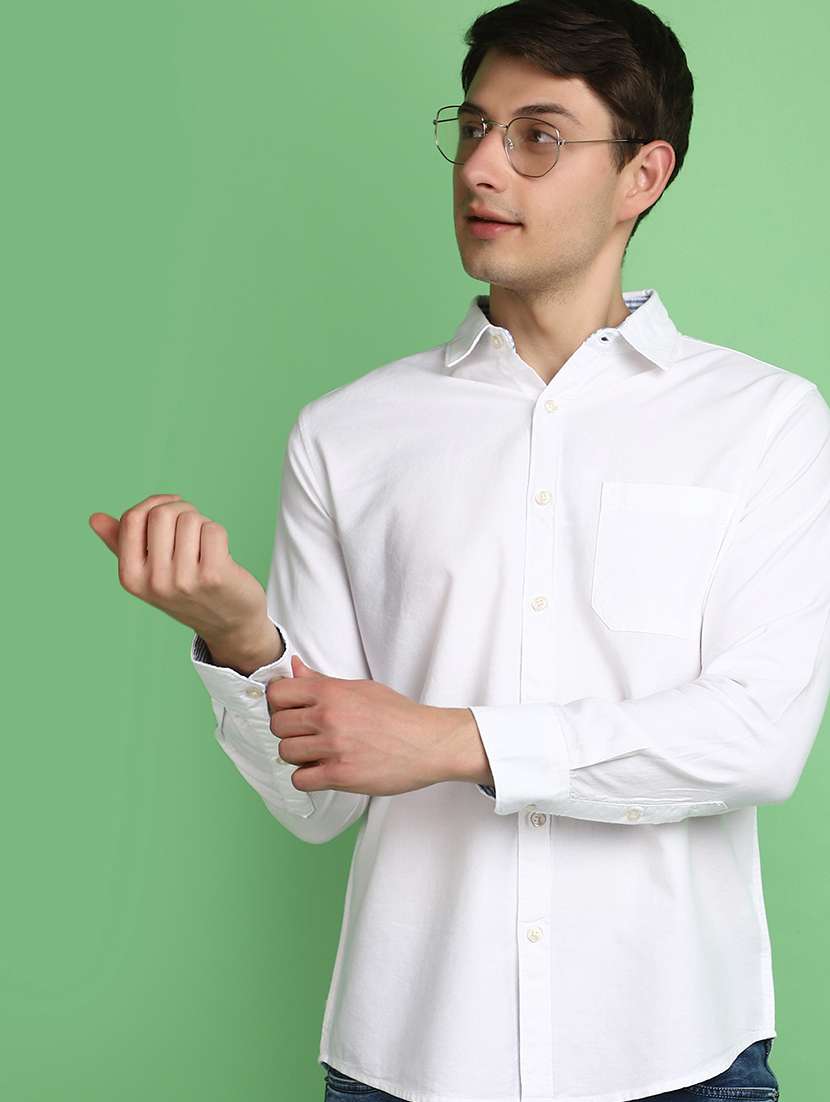 men white regular fit solid casual shirt - 21028932 -  Standard Image - 1