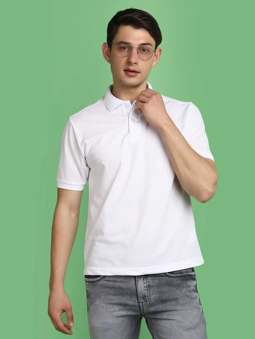 white cotton blend plain t-shirt - 21028936 -  Standard Image - 1