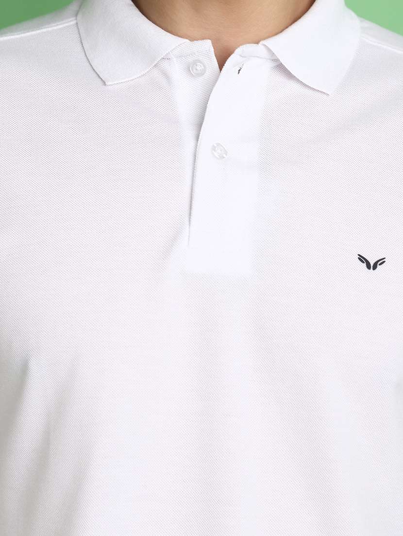 white cotton blend plain t-shirt - 21028936 -  Standard Image - 4