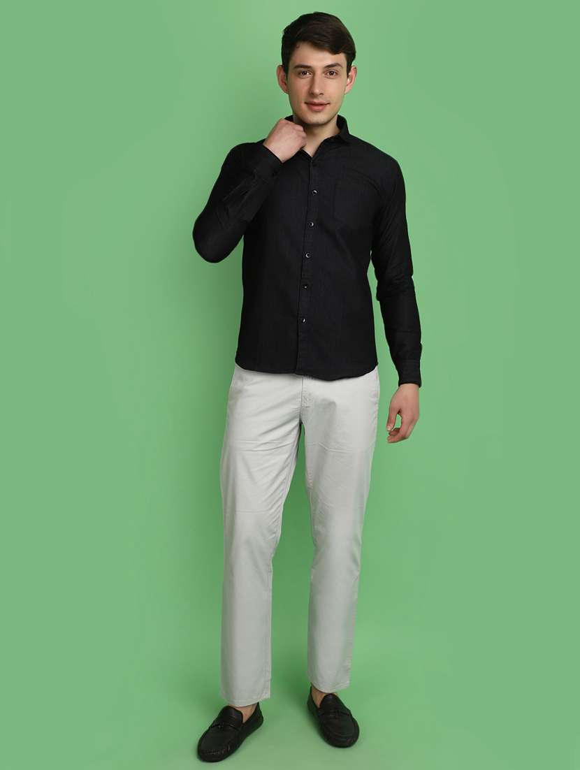 Men Solid Full Length Chinos - 21029023 -  Standard Image - 4
