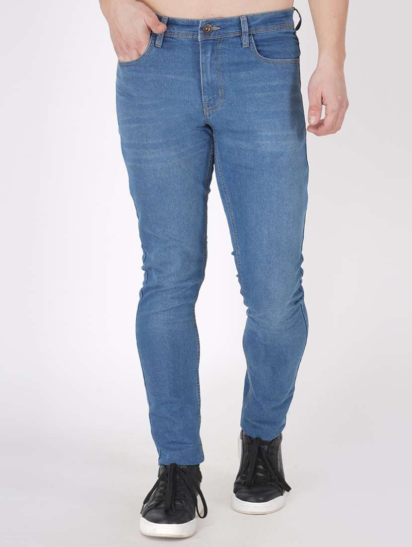 men solid mid rise denim jeans