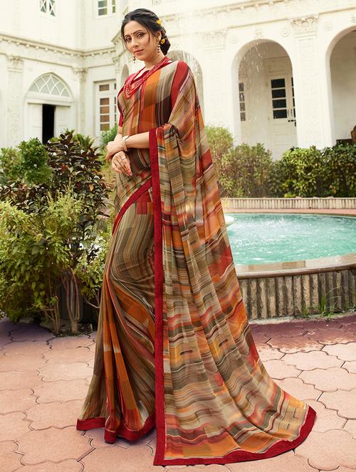 multi colored printed saree with blouse - 21029164 -  Standard Image - 0