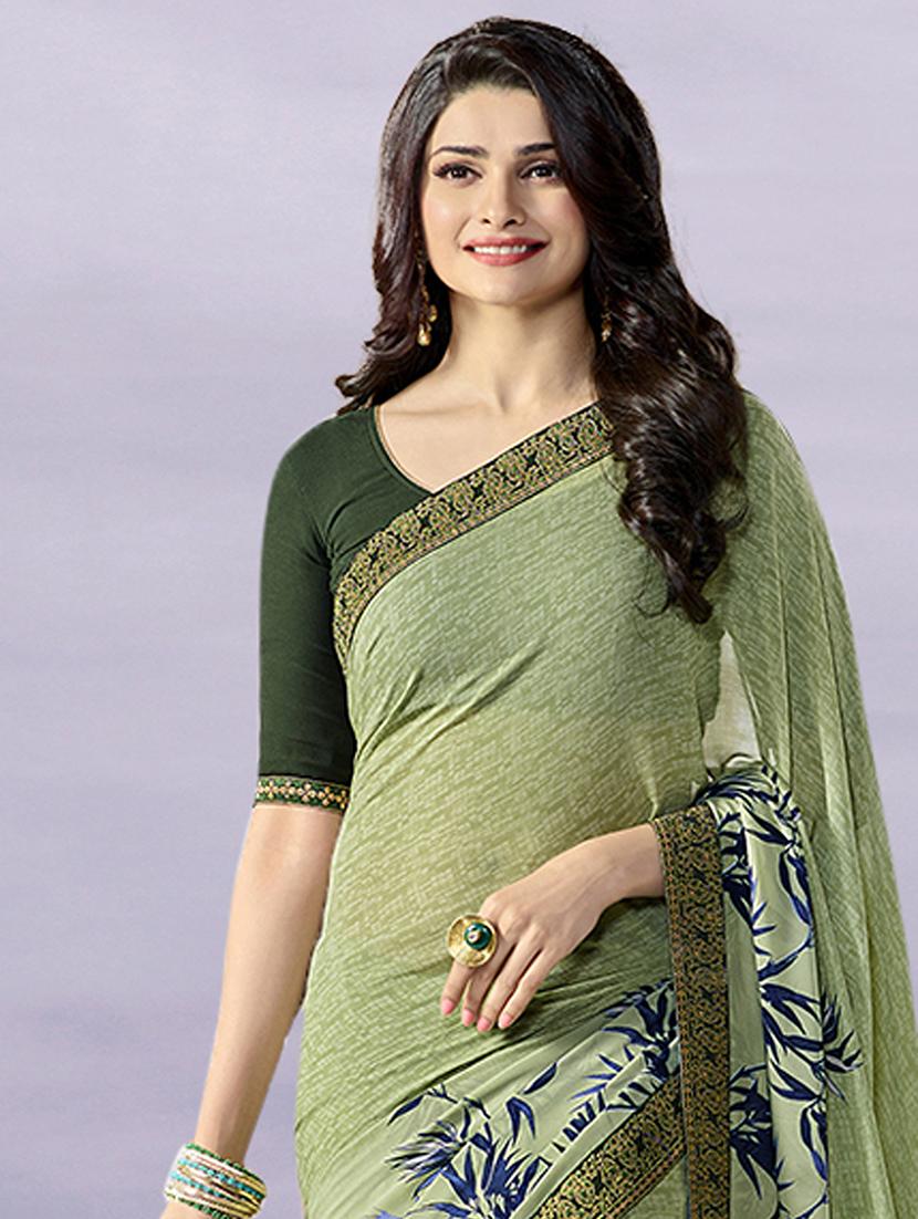 neo mint printed saree with blouse - 21029178 - Standard Image - 1