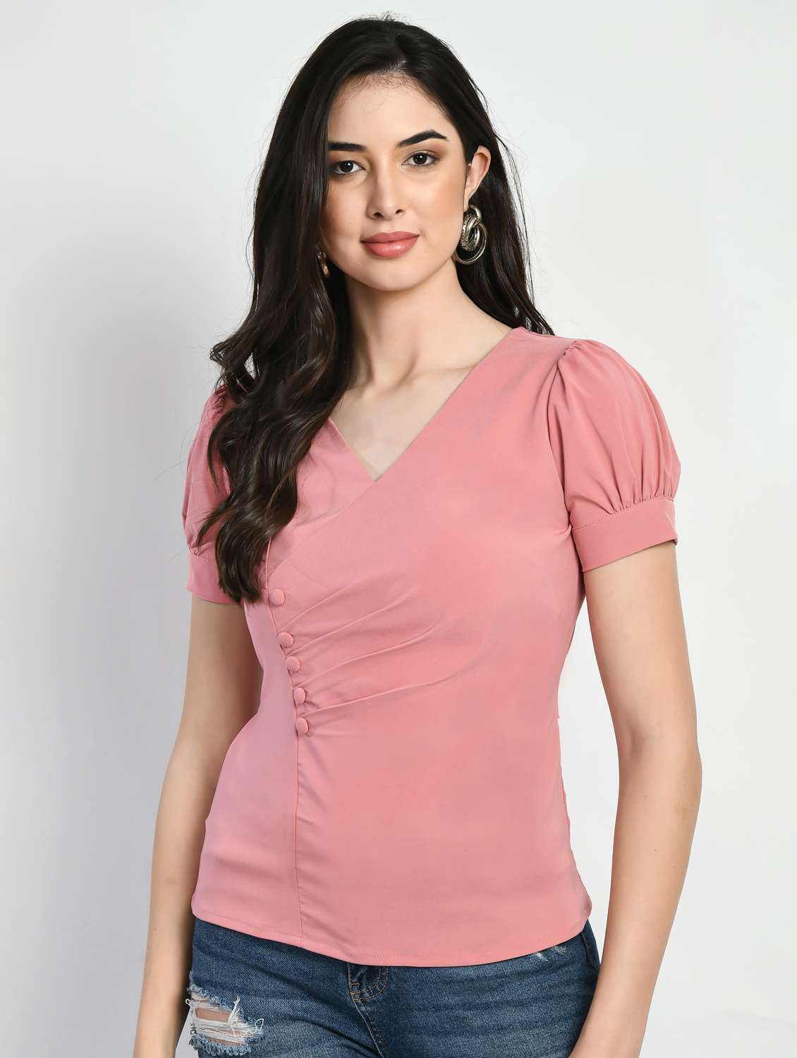 peach lycra blend regular top