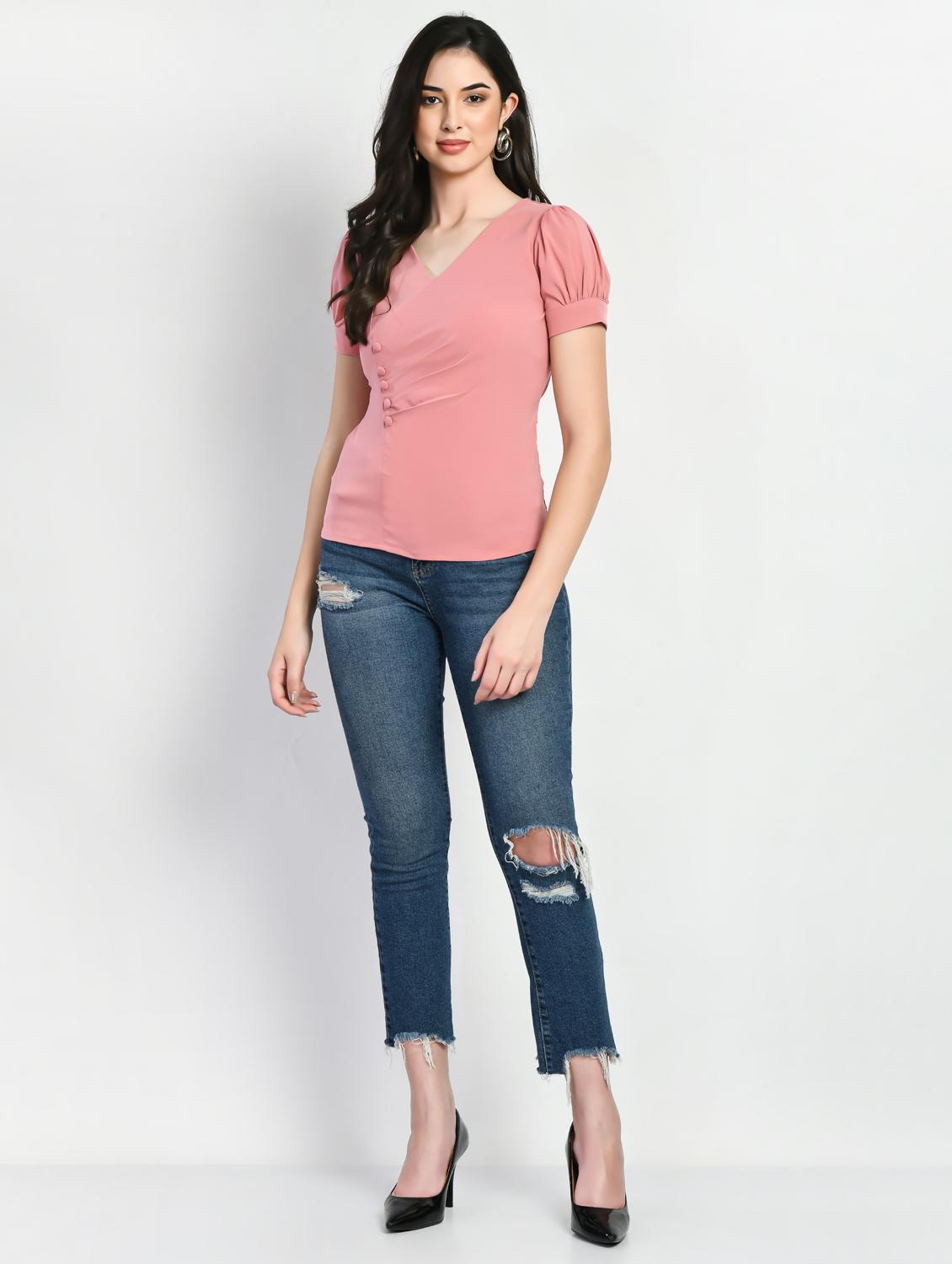 peach lycra blend regular top - 21029471 - Standard Image - 4