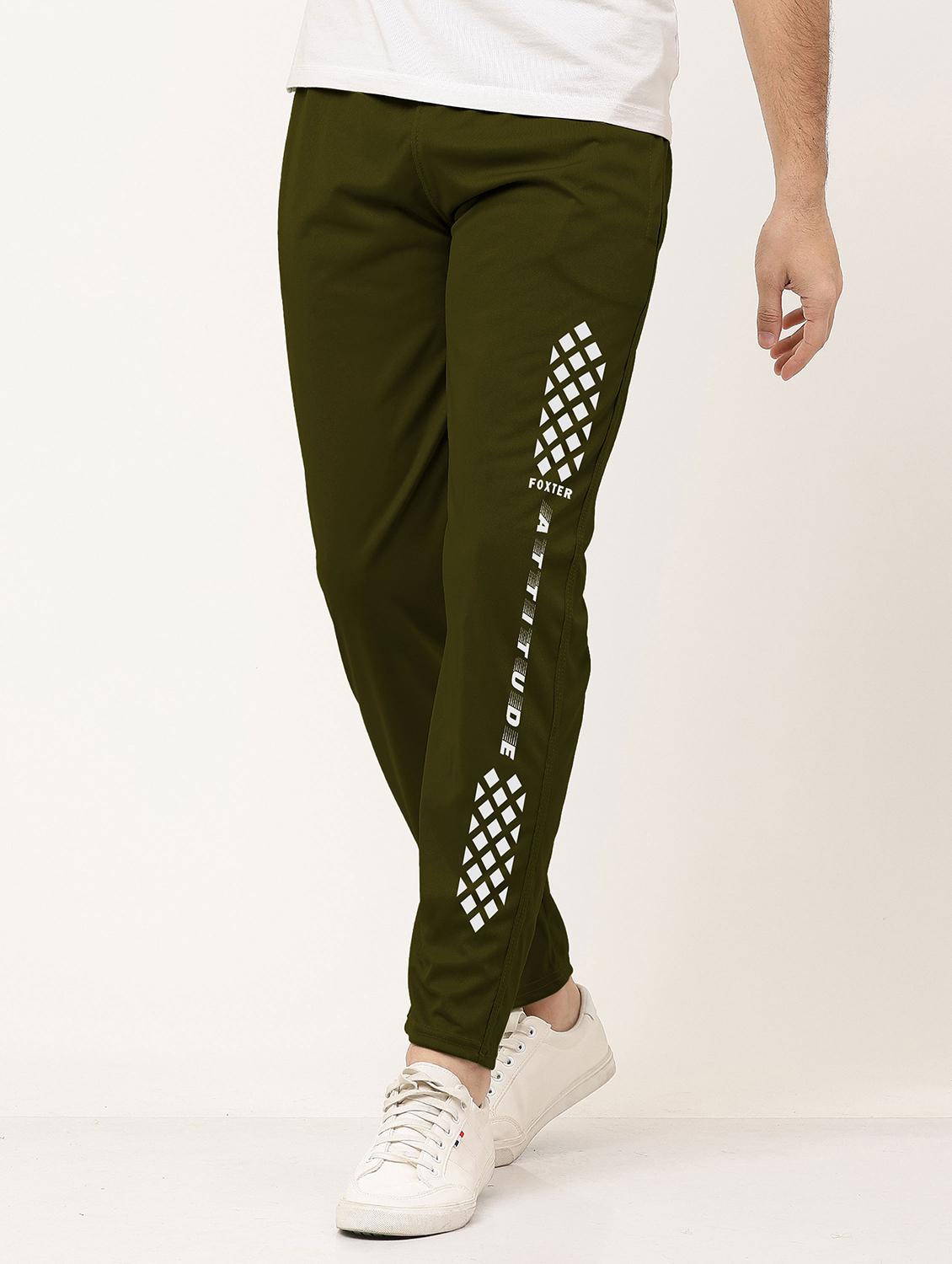 olive polyester full length track pant - 21029954 - Standard Image - 1